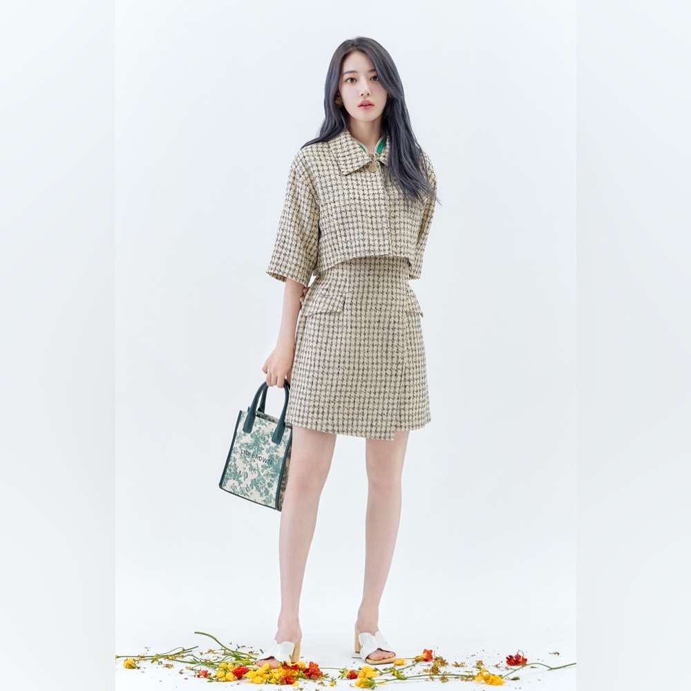 Lily Brown Checked Tweed Set